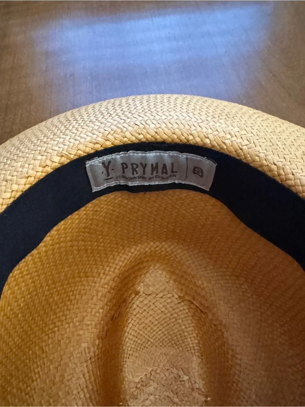 Y Prymal Handmade Ecuador Straw Panama Hat Pink Band Small 21 in.